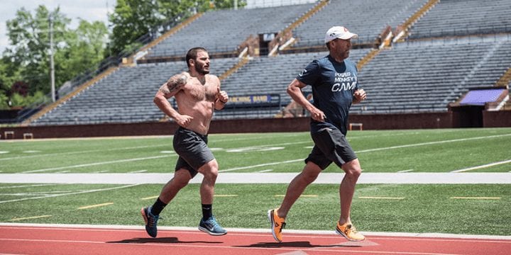 Chris Hinshaw and Mat Fraser running on a track