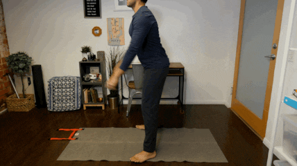 Demonstrating a squat